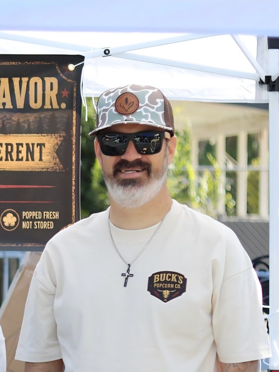 Ben at the Buck's Popcorn booth